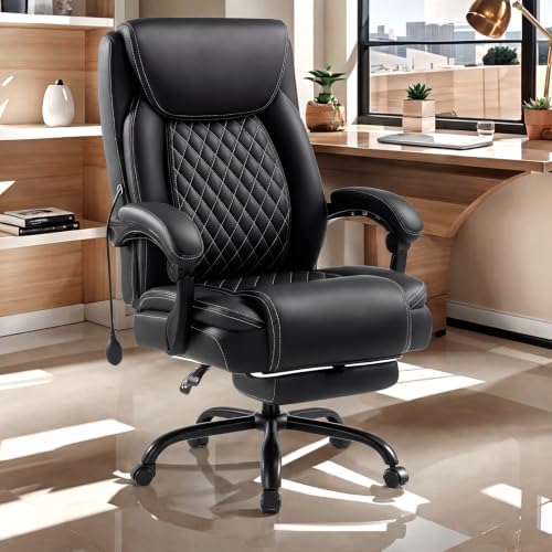 Reclining Office Chair with Foot rest,Comfy Desk Chair with Lumbar Support - Image 2