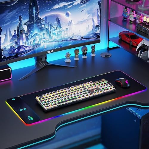 GIM Wireless Charging RGB Gaming Mouse Pad 15W, LED Mouse Mat 800x300x4MM, 10 Light Modes Extra Large Mousepad Non-Slip Rubber Base Computer Keyboard Mat for Gaming, MacBook, PC, Laptop, Desk - Image 2