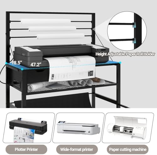 Natwind Wide Format Printer Stand, Plotter Workbench Table,Black - Image 5