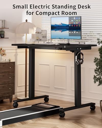 Okin Electric Standing Desk, 40 x 24 Inches Whole Piece Height Adjustable Desk, Black Sit to Stand Desks Computer Workstation with Wheels for Home Office - Image 3