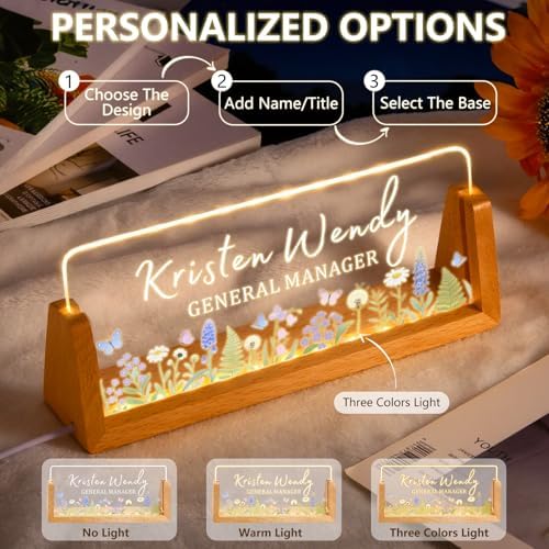 Ships Next Day, Custom Name Plate for Desk - Business Light Up Acrylic Desk Name Plate Personalized Elegant Office Gift for Boss Coworker Teacher Employee Appreciation Gift, Office Decor for Women Men - Image 6