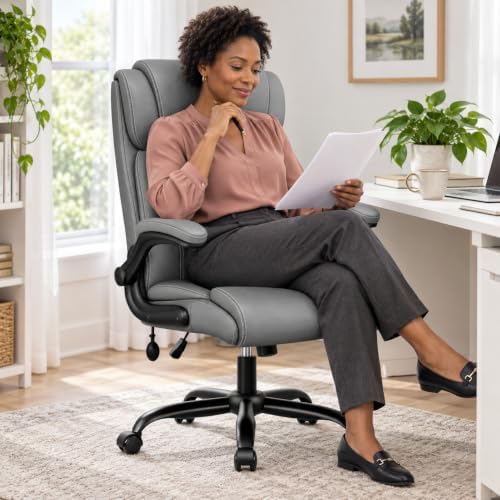 BESTFAIR Ergonomic Office Chair, Adjustable Lumbar Support, High Back, Gray - Image 2
