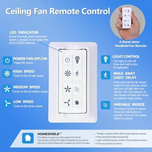 3-Speed Smart WiFi Ceiling Fan Remote Control Kit with Light Dimmer - Image 3