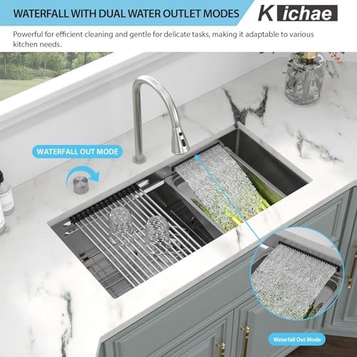 Kichae 32 x 17 Undermount Kitchen Sink Stainless Steel 16 Gauge Workstation - Image 2