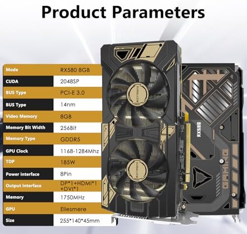 SURALLOW RX 580 8GB Graphics Card, 2048SP,GDDR5,256 Bit Graphics Card for Gaming PC,PCIE 3.0,Twin Fans Computer Video Card with 3XDP,HDMI Ports - Image 2