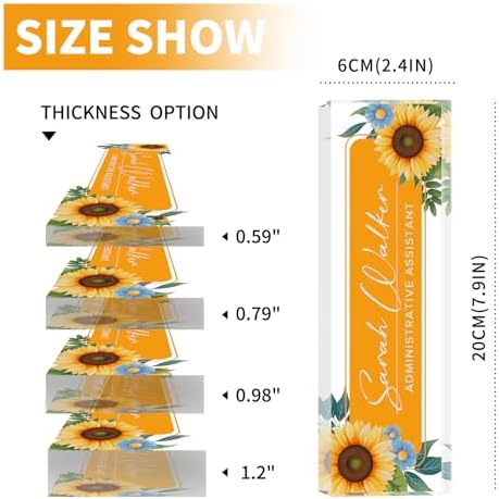 Custom Name Plate for Desk - Desk Name Plate Personalized - Office Desk Accessories - Employee Teacher Appreciation Gifts for Coworkers - Acrylic Sunflowers Office Desk Decor - Office Gifts for Women - Image 6
