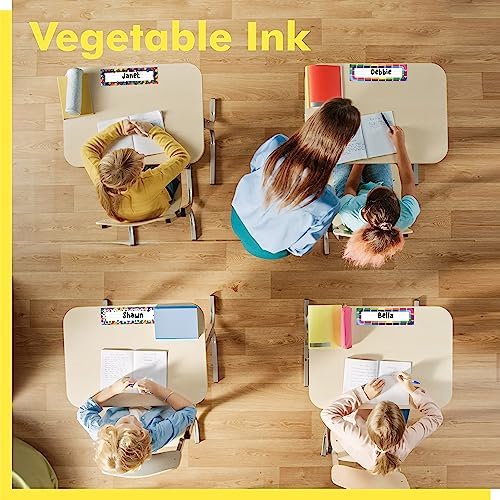 40PCS Desk Nameplates, 4 Designs Double Sided PET Film Desk Name Tags Erasable & Reusable Traditional Manuscript Name Plate Colorful Decoration for Student School Classroom Organization (10” x 2.8”) - Image 6