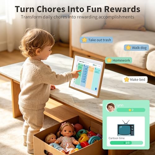 Digital Calendar, 10.1 Inch Electronic Calendar for Family Schedules, Smart Touchscreen Interactive Family Planner with Chore Chart, Meal Planner, Digital Picture Display, Gift for Mom Dad Mother (Wood Grain Color) - Image 5