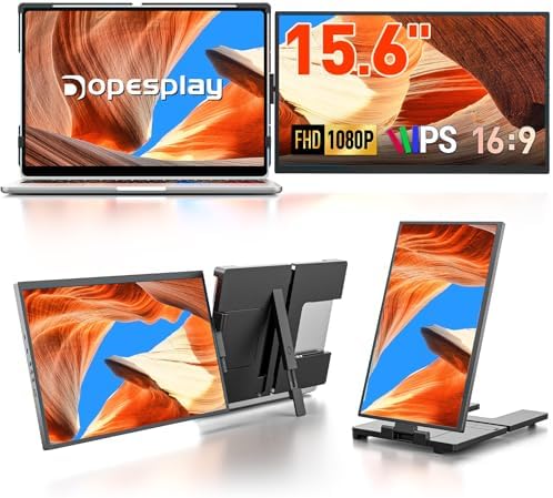 Dopesplay Laptop Screen Extender, 15.6" FHD 1080P IPS External Portable Monitor for Laptop, Plug & Play Dual Screen Monitor for 13"-17" Laptops, Compatible with Mac, Wins, Chrome, Android, Dex by Dopesplay