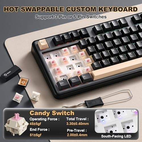 YUNZII B98 PRO 96% Wireless Mechanical Keyboard (Black, Candy Switch) - Image 6