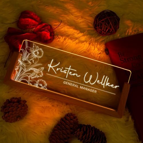 Custom Name Plate for Desk, Personalized Light Up Acrylic Desk Name Plate, Personalized Office Gifts for Boss Coworkers Teacher, Employee Appreciation GIfts, Office Decor for Women Men - Image 2