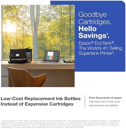 Epson EcoTank ET-4950 Wireless Duplex All-in-One Cartridge-Free Supertank Color Inkjet Printer, Fax, Black - Image 3