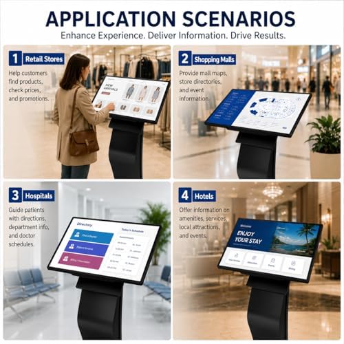 32 inch Touch Screen Kiosk, Windows11 System(8+128g), K-Style Stand Inquiry Machine, Human–Machine Interaction Smoothly for Mall Navigation/Self-Ordering/Advertising/Retail Store - Image 3