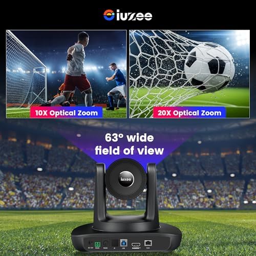 4K UHD PTZ Camera AI-Auto Tracking, 20X Optical Zoom, USB3.0/HDMI/LAN PoE, IP Live Streaming, PTZ Conference Room Camera for Church Services Education Conference Events, Work with YouTube OBS - Image 5