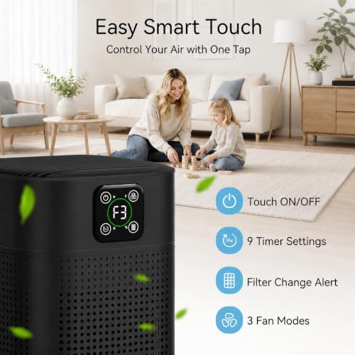 Honeyuan Air Purifiers for Pets, Coverage of 1095 sqft, LCD Touch Display - Image 3