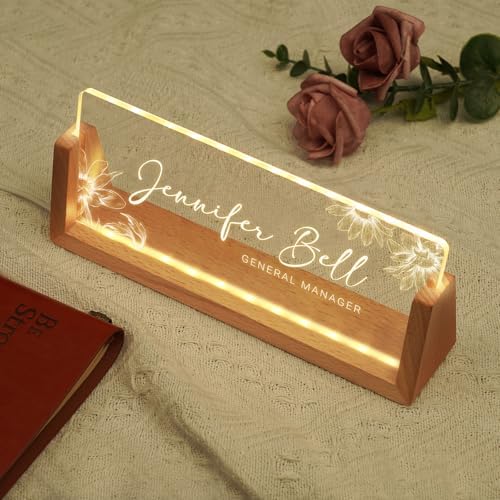 Custom Name Plate for Desk, Personalized Light Up Acrylic Desk Name Plate, Personalized Office Gifts for Boss Coworkers Teacher, Employee Appreciation GIfts, Office Decor for Women Men - Image 3