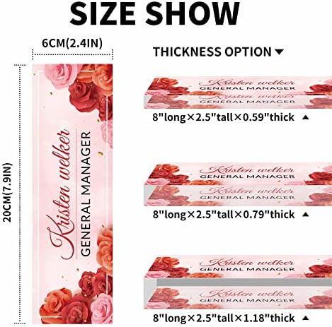 Personalized Name Plates for Desk, Premium Clear Acrylic Desk Name Plate, Custom Name Plate Office Decor for Women, Employee Appreciation Gifts (Red Rose) - Image 4