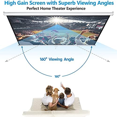 SUPER DEAL 100'' 16:9 HD Projection Screen Foldable Anti-Crease Portable Projector Movie Screen Manual Pull Down for Home Theater Presentation Education Outdoor Indoor Public Display, White - Image 3