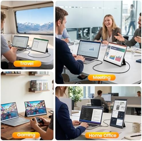 16" 16:10 1200P FHD Portable Monitor 360° Rotating Stand Laptop Extender - Image 4