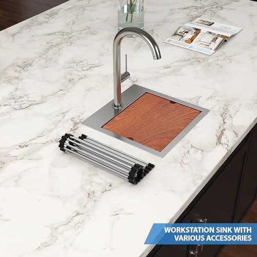 15 Inch Drop In Small Bar Sink with Accessories - Image 2