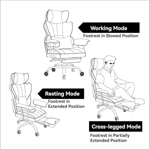Efomao Big and Tall Office Chair 400lbs - Executive Office Chairs with Footrest, Heavy-Duty PU Leather Computer Chair for Heavy People, Light Green Home Office Desk Chairs - Image 6