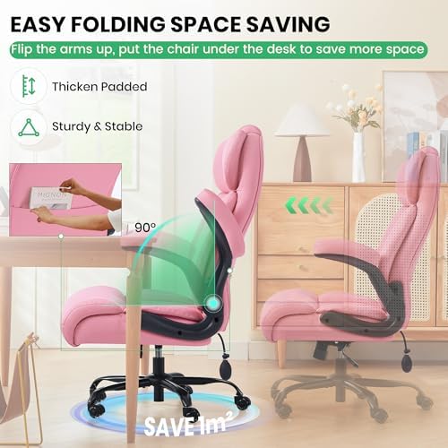 500lbs Big and Tall Office Chair Adjustable Lumbar Support for Back Pain, Extra Wide Seat Executive Office Chair Thick Armrest Pad, Heavy Duty Base&Upgraded Wheels, Ergonomic Desk Chair - Image 6