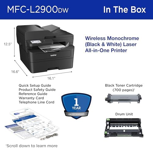 Brother MFC-L2900DW Wireless Compact Monochrome All-in-One Laser Printer with Duplex Copy & Scan, Fax, Black & White | Includes Refresh Subscription Trial(1), (Renewed Premium) - Image 7