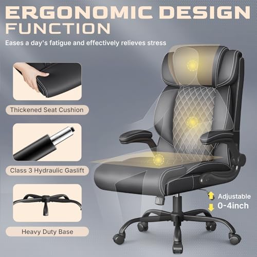 Office Chair, Executive High Back Big and Tall Office Chair, Black - Image 5