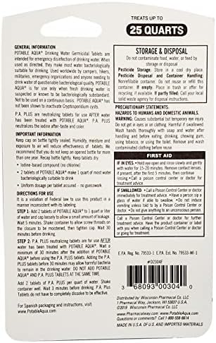 Potable Aqua Water Purification Tablets With PA Plus - Two 50 count Bottles - Image 2