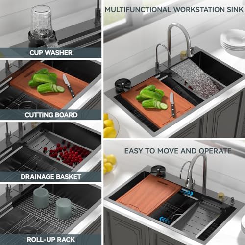 Lordear 36" Drop In Kitchen Sink with Faucet Waterfall Kitchen Sink - Image 5