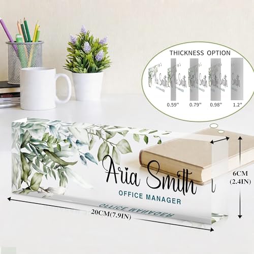 Name Plate for Desk, Desk Name Plate Personalized, Custom Office Desk Accessories Decor for Women, Teacher Nurse Employee Appreciation Gifts, Office Gifts for Boss Coworkers (Leaf-A) - Image 4