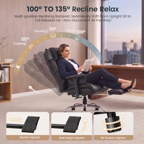 SEDETA Executive Home Office Chairs with Footrest,PU Leather Computer Chair - Image 4