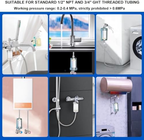 2 Micron ACF Washing Machine Water Filter, Visible Washer Water Filter System, 99.5% Removal of Chlorine Fluoride, Heavy Metals, Scale, Clothes Yellowing, Reduces Dry Skin, Carbon Shower Filter - Image 5