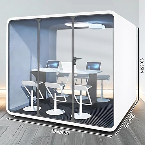Office Pod Booth with Audio Privacy - Modern Sound Booth with White Modern Design,Soundproof Room with Light,Ventilation,Socket for Meeting Room,Band Practice,Home Gym(101.89") - Image 2