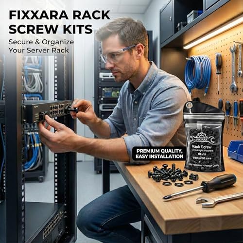 M6x16 Rack Mount Screws, Steel Cage Nuts & Nylon Washers, 50-Pack - Image 2