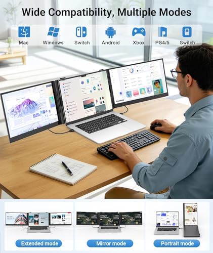 14" Triple Laptop Screen Extender, 2.2lb Ultra-Thin Portable Monitor - Image 7