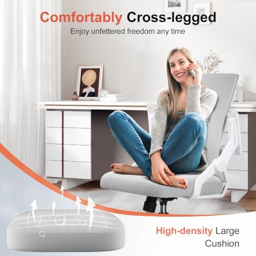 GTPLAYER Ergonomic Office Chair with Flip-up Armrests Executive Computer Chair for Home Office, Breathable Mesh & Comfy Lumbar Support, Moon Gray - Image 6