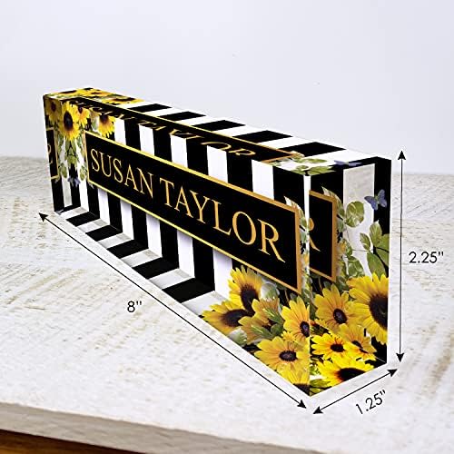 ARTBLOX Personalized Acrylic Desk Name Plate, Sunflower Design - Image 2