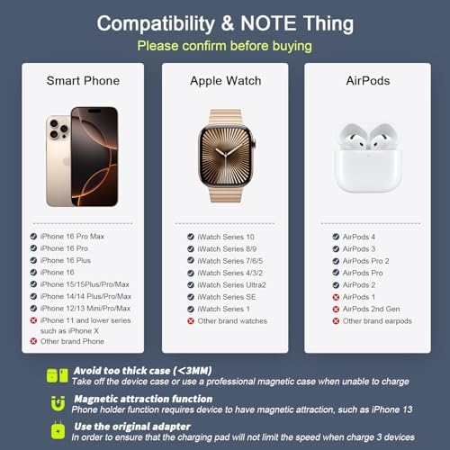3 in 1 Wireless Charging Station for Apple,Foldable Magnetic Travel Charger - Image 3