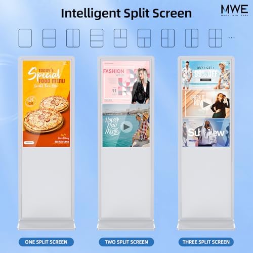 55 Inch 4K Touchscreen Digital Signage,Indoor Floor Standing Digital Kiosks & Interactive Displays,Commercial Advertising LCD Totem Android System Auto Media Player HDMI Input,Free Custom Logo,White - Image 3