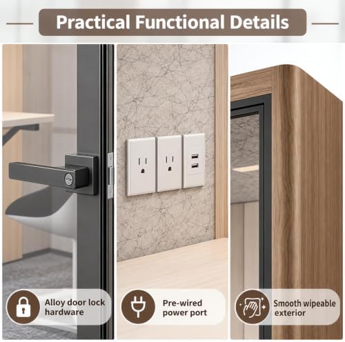 Soundproof Office Pod with 1 Person Enclosed Structure (Wood) - Image 4