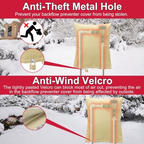 20" W x 26" H Backflow Preventer Insulation Cover - Waterproof & Weatherproof Outdoor Pipe Freeze Protection, Heavy-Duty Insulated Jacket for Winter Pipe Protection - Image 5