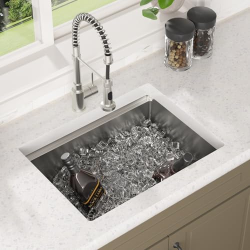 Lordear 25 Inch Undermount Kitchen Sink Workstation 25x19x10 16 Gauge Stainless Steel Single Bowl Round Corner Kitchen Sinks - Image 3
