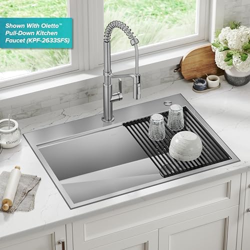 KRAUS Kore 30-Inch Drop In/Top Mount Workstation 16 Gauge Single Bowl Stainless Steel Kitchen Sink with Accessories, KWT310-30 - Image 2