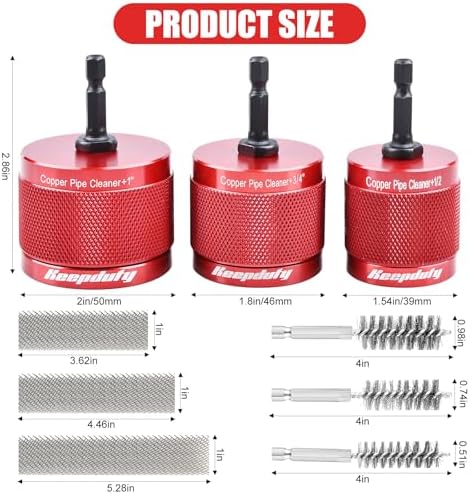 1/2" & 3/4" & 1" Copper Pipe Cleaner for Drill-Quick Rust Removal - Image 2