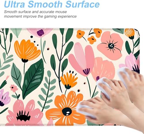 Floral Mouse Pad XXL – Large Extended Desk Mat with Cute Hand-Drawn Flowers,Non-Slip Mousepad for Office, School, Workstation, Gift for Women & Teens, 31.5 x 11.8 in - Image 4