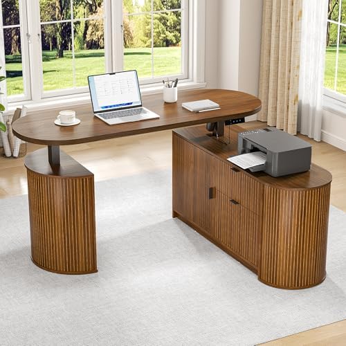 Electric L Shaped Standing Desk, Corner Sit Stand Up Desk, Executive Desk by zofiauai