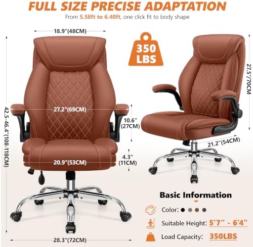 Office Chair, Executive Leather Desk Chair with Lumbar Support - Image 2