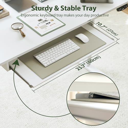 Agilestic 48 Inch Standing Desk with Drawers & Keyboard Tray, White - Image 3