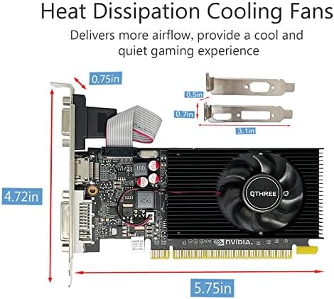 QTHREE GT 210 Graphic Card,1024 MB,DDR3,64 Bits,HDMI,DVI,VGA,589 MHz Core Frequency Desktop Video Card for PC Working,PCI Express x16,Low Profile - Image 5